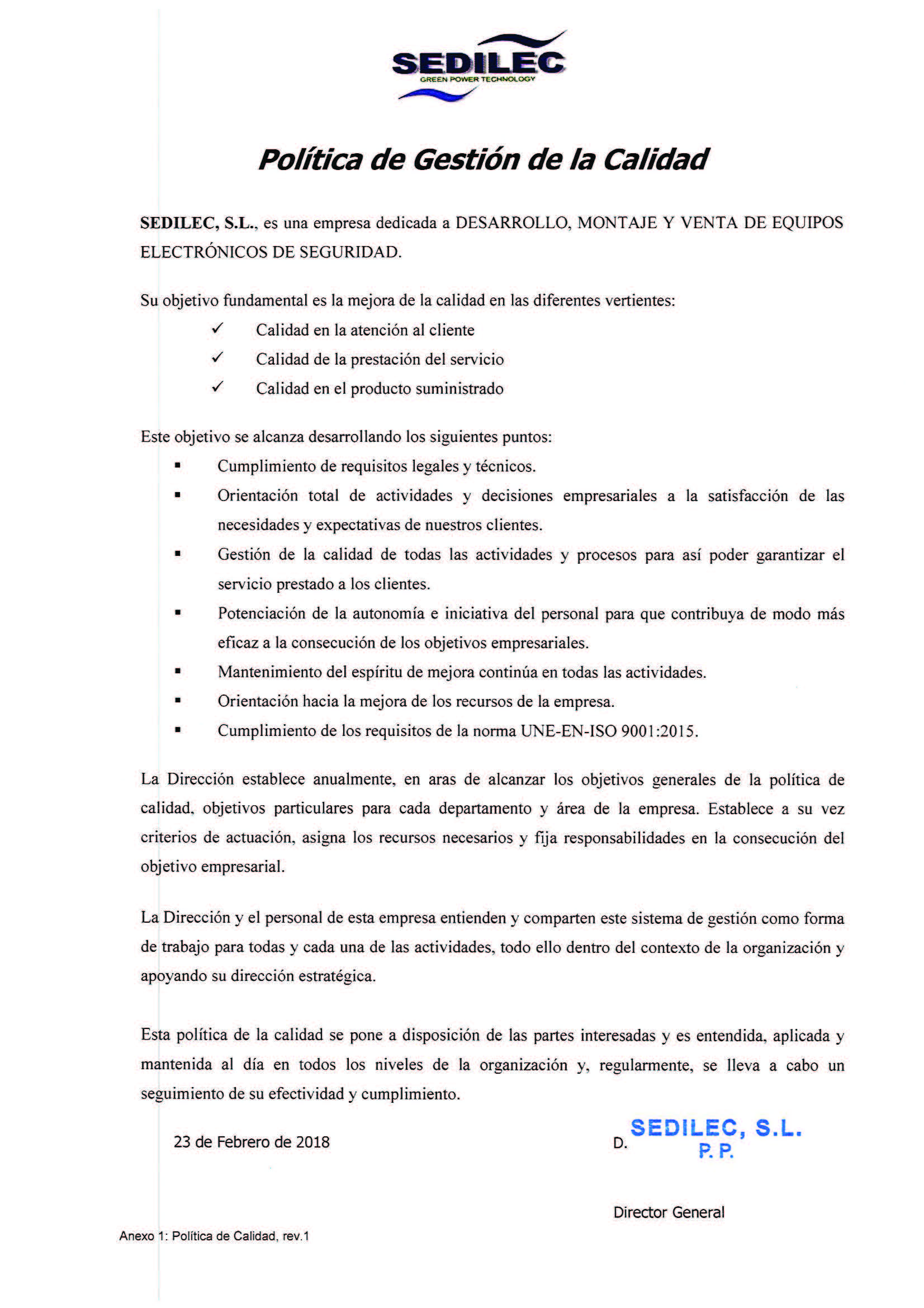 Política de calidad